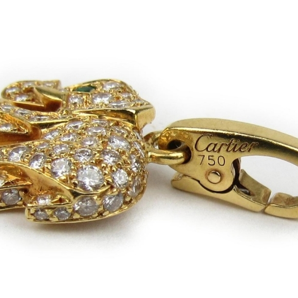 CARTIER Pendant Diamond Pave set 'Khandy' Elephant w/Emerald Eye in 18kt gold - Picture 3 of 11